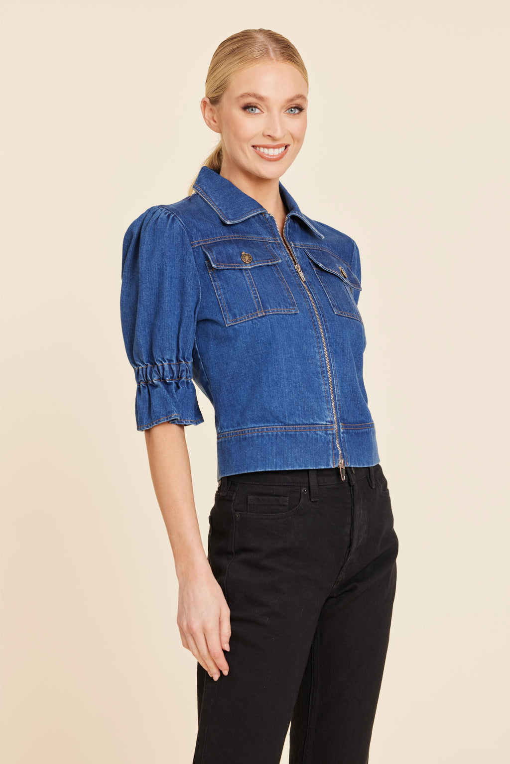 Denim Double Zip Jacket