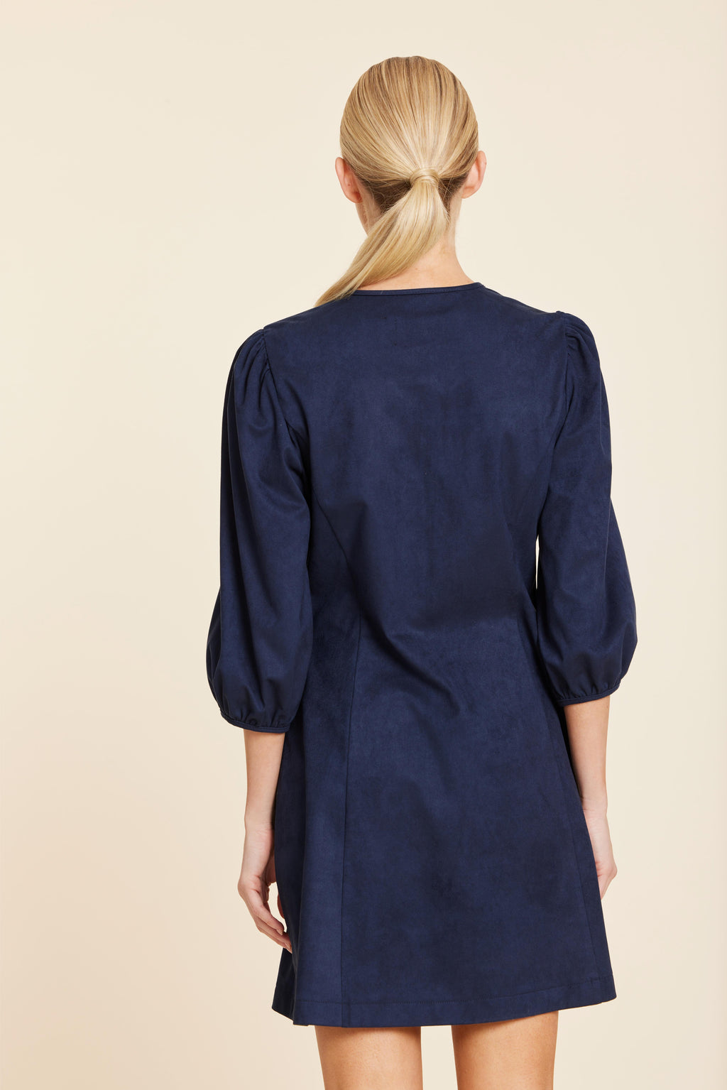 Faux Suede Gold Button Dress