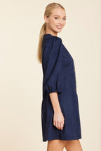 Faux Suede Gold Button Dress