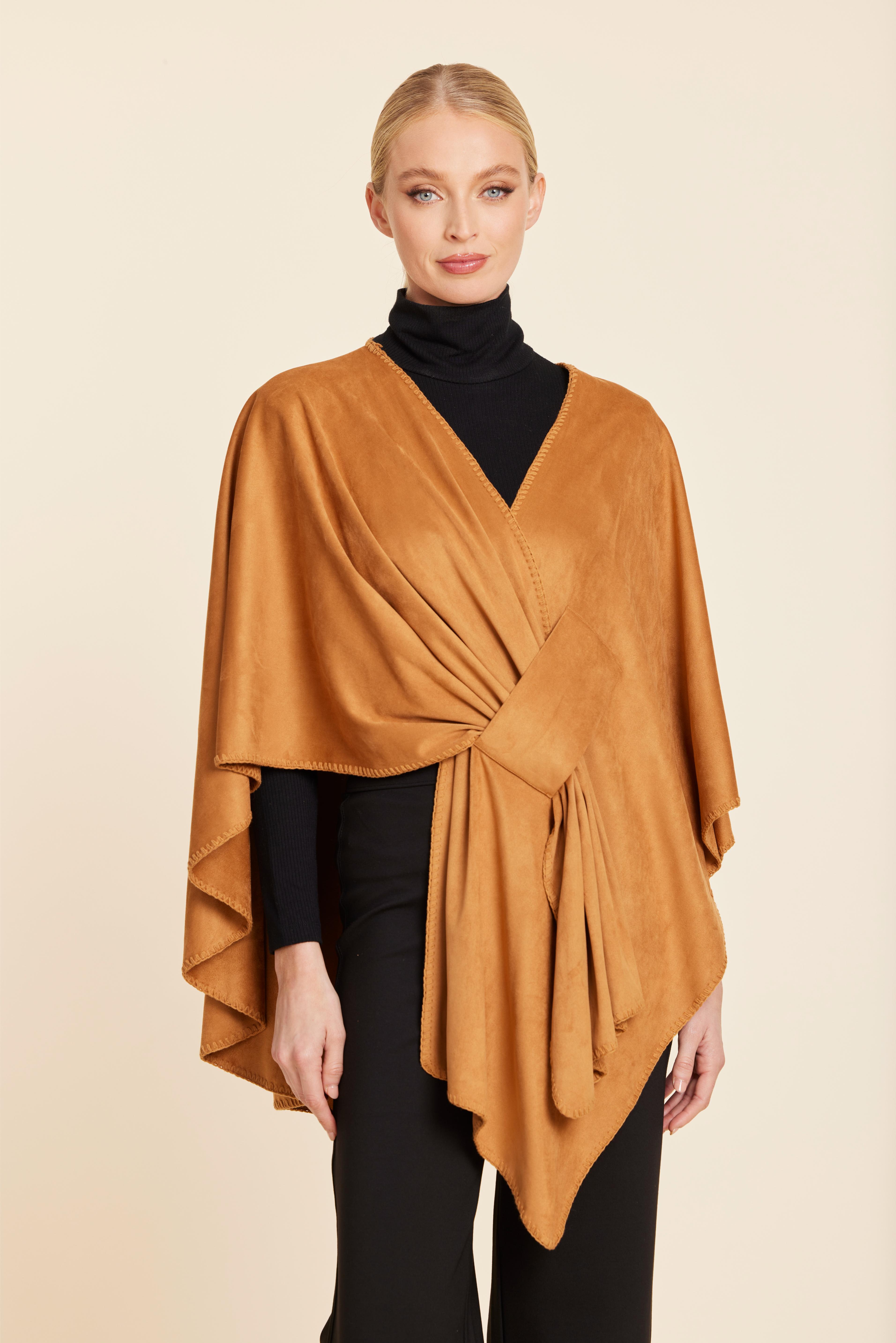 Faux Suede Whipstitch Wrap