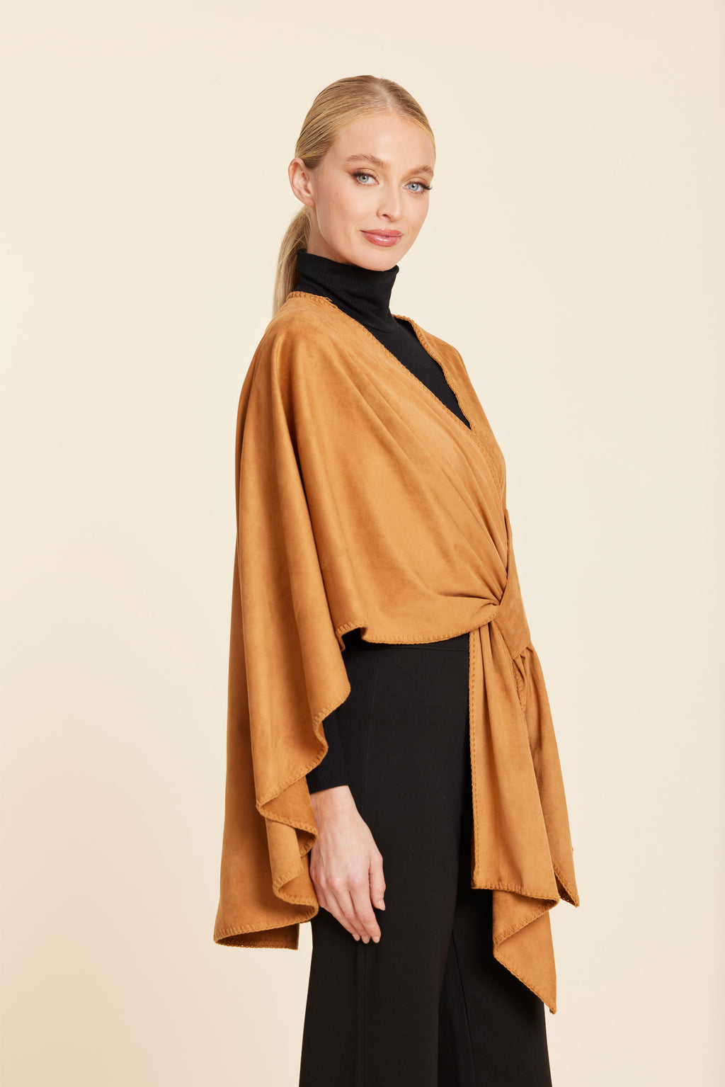 Faux Suede Whipstitch Wrap