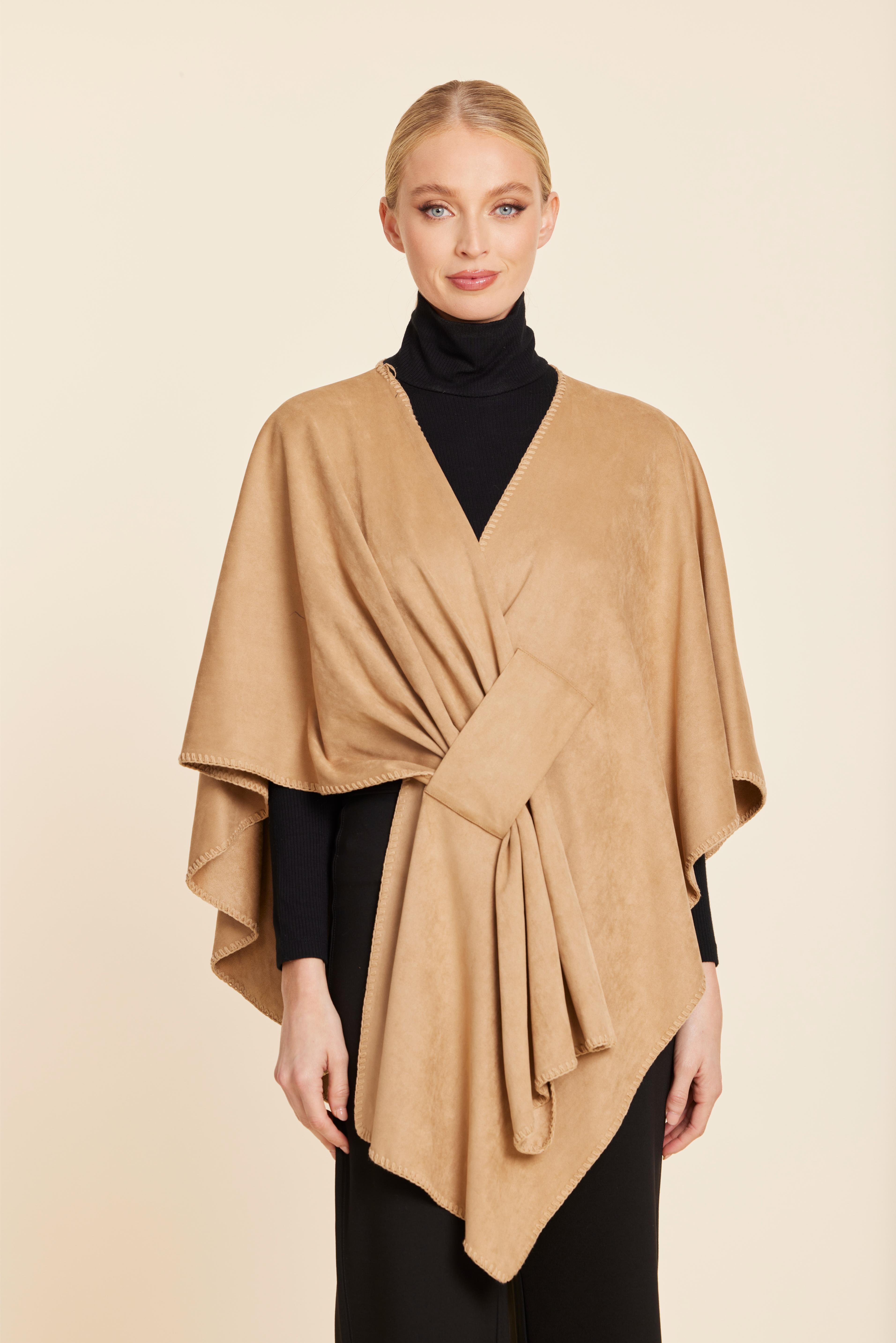Faux Suede Whipstitch Wrap