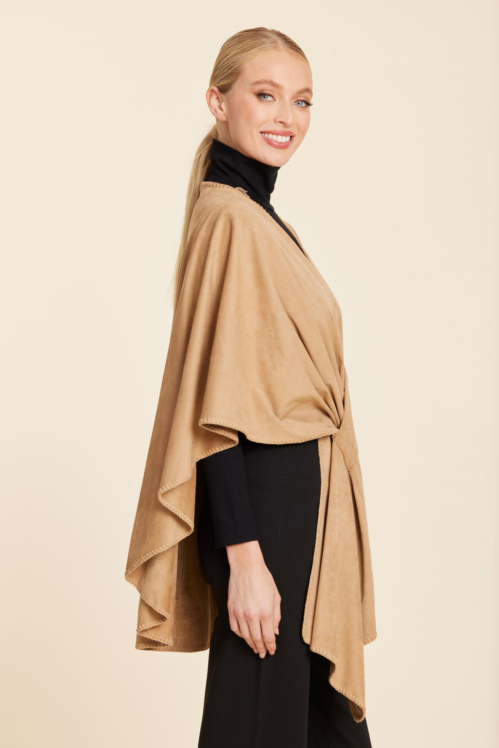 Faux Suede Whipstitch Wrap