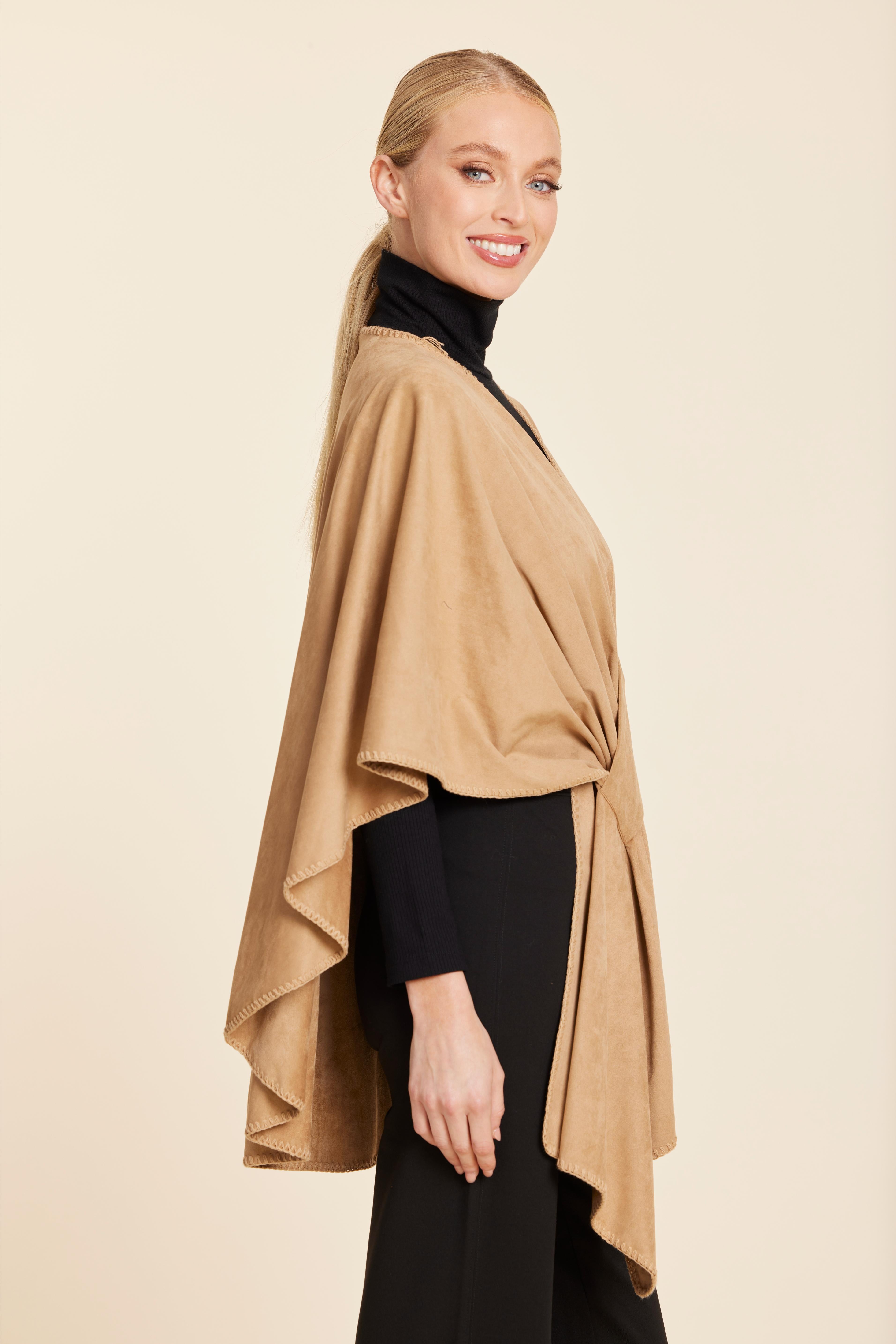 Faux Suede Whipstitch Wrap