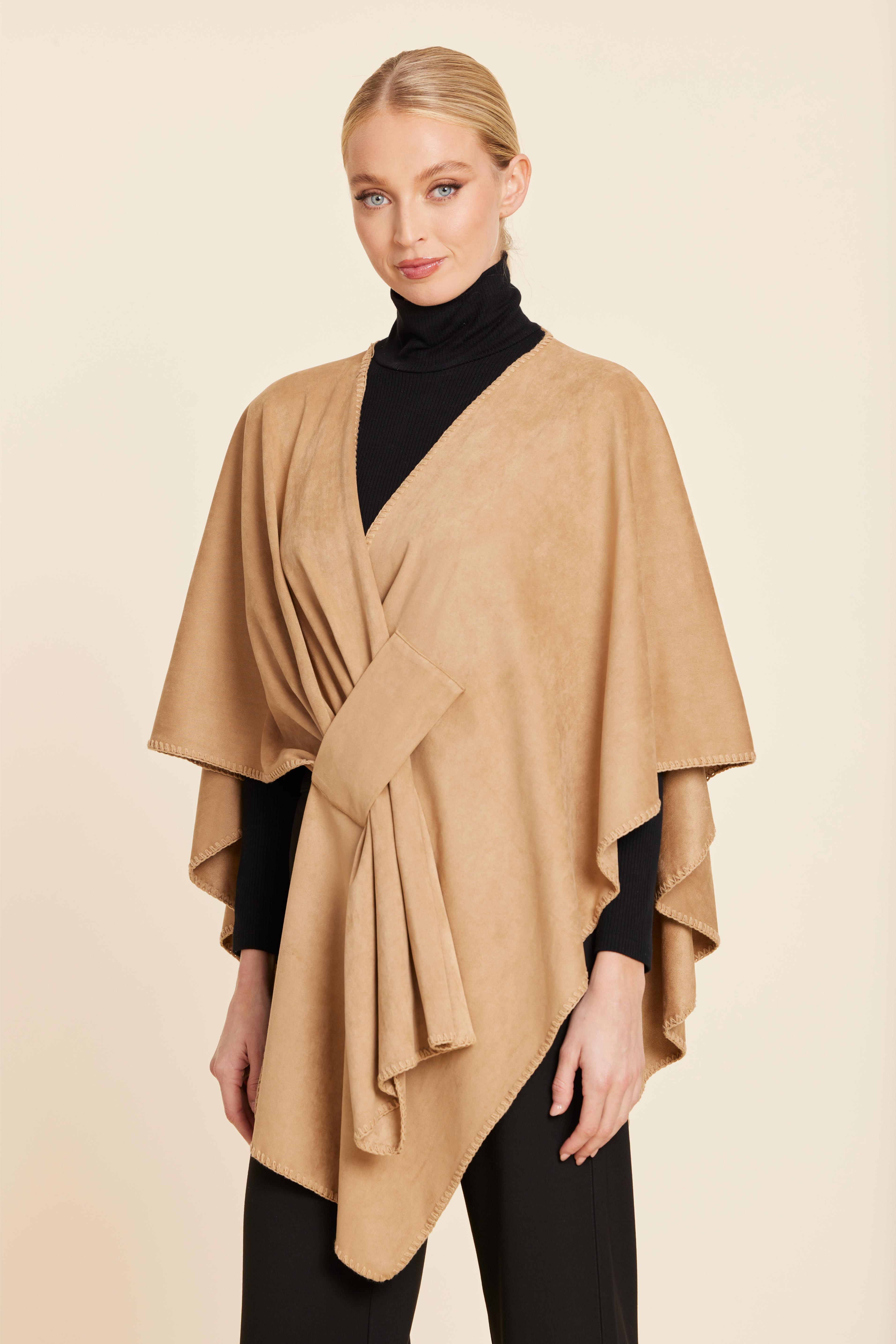 Faux Suede Whipstitch Wrap