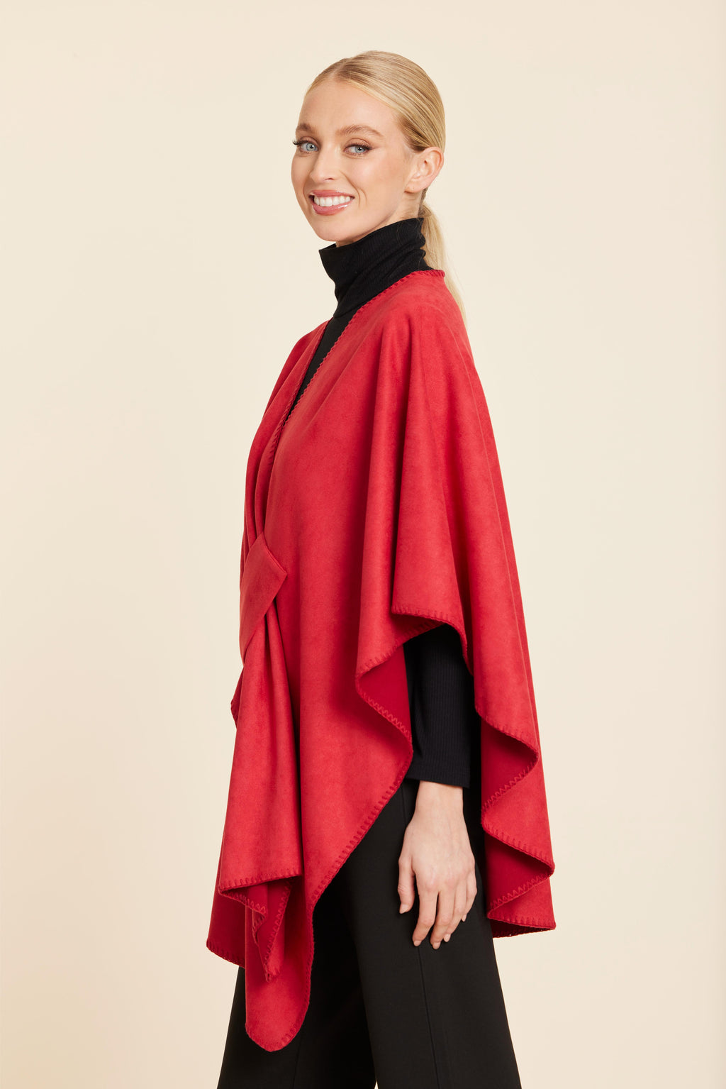 Faux Suede Whipstitch Wrap