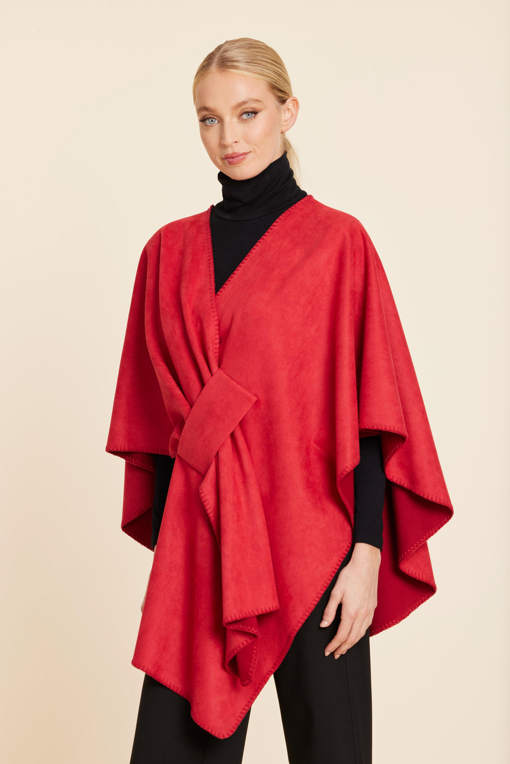 Faux Suede Whipstitch Wrap
