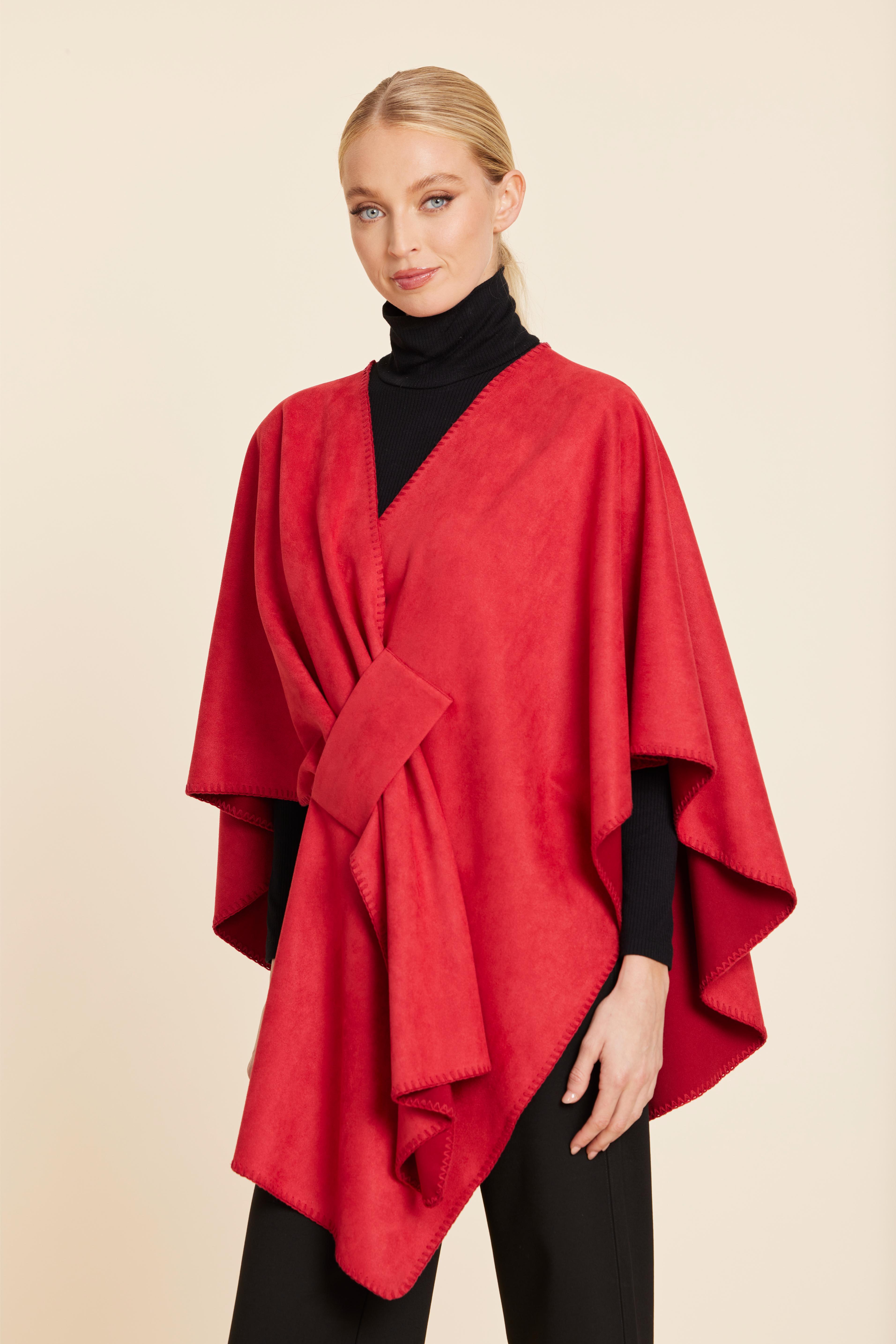 Faux Suede Whipstitch Wrap