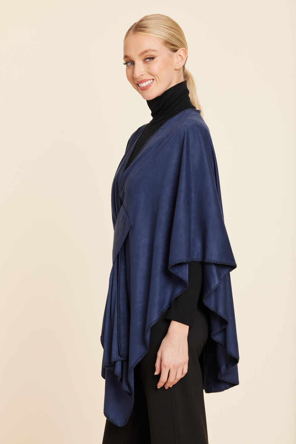 Faux Suede Whipstitch Wrap