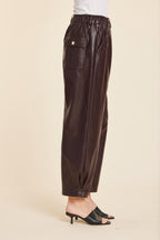 Faux Leather Barrel Leg Pant