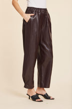 Faux Leather Barrel Leg Pant