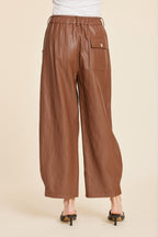 Faux Leather Barrel Leg Pant