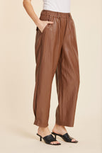 Faux Leather Barrel Leg Pant