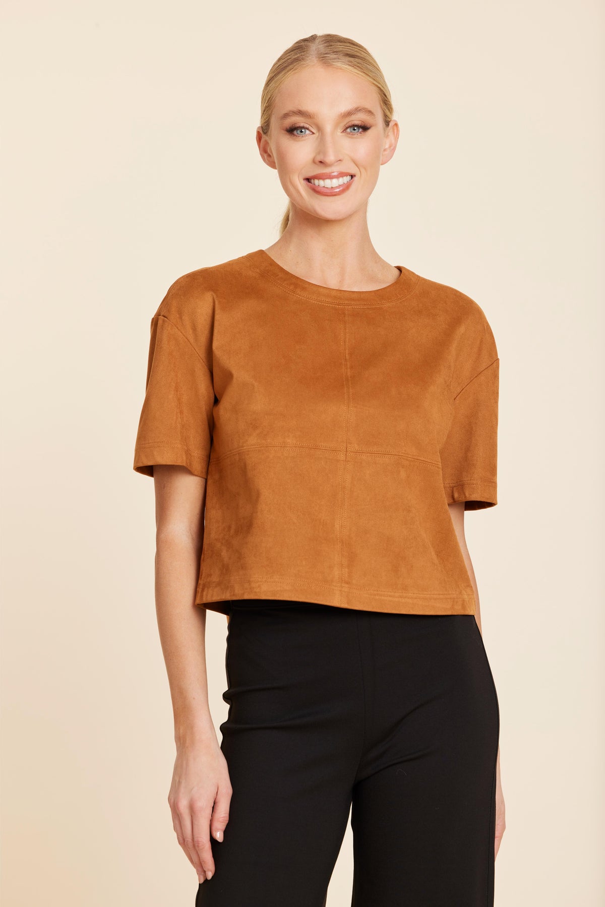Faux Suede Cropped Tee