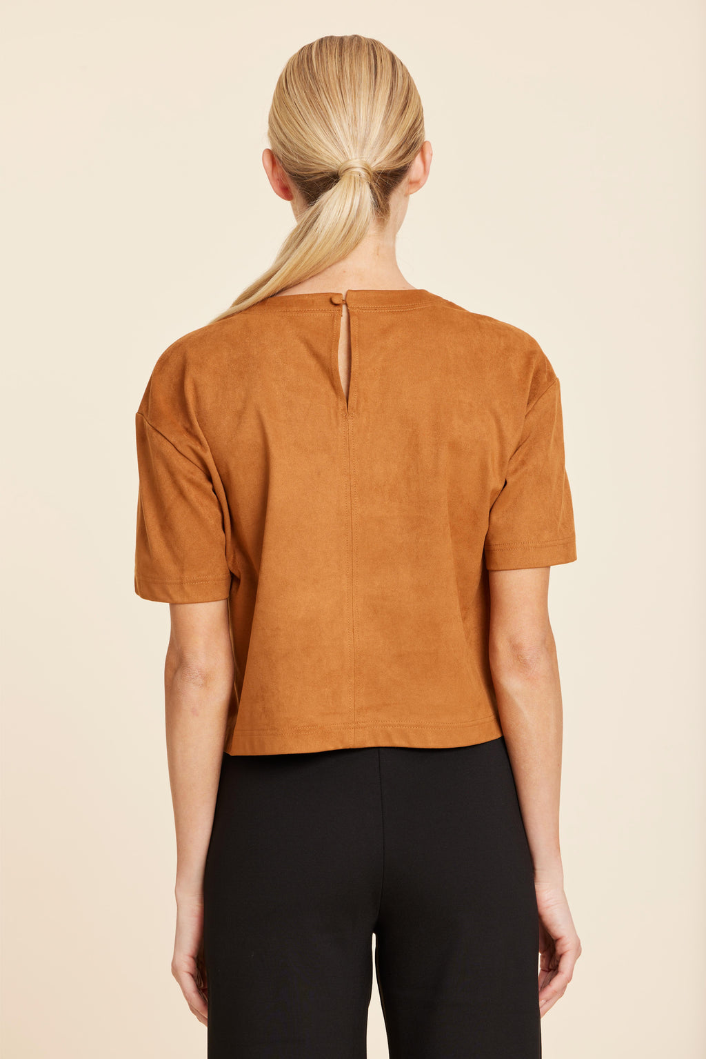 Faux Suede Cropped Tee