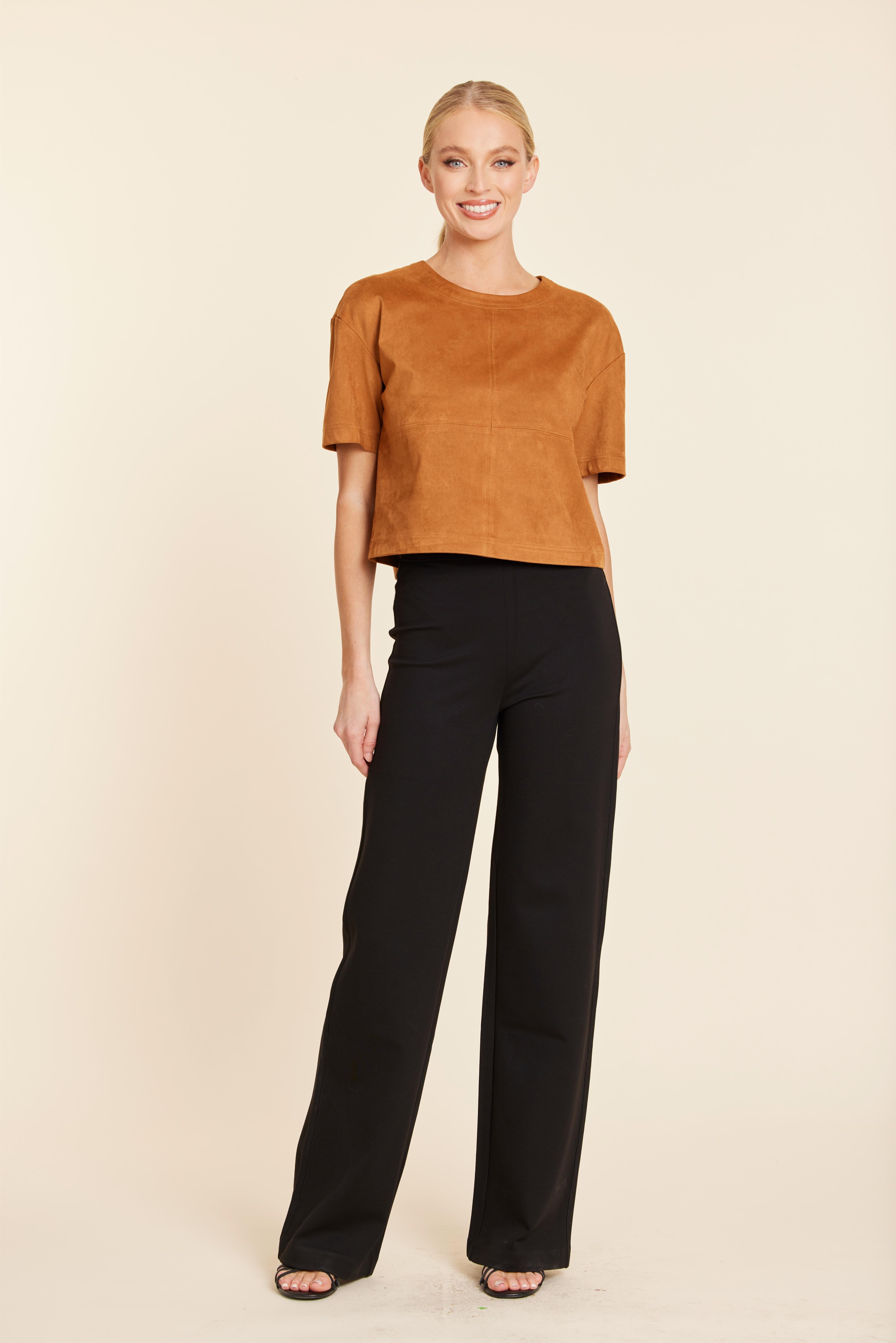 Faux Suede Cropped Tee