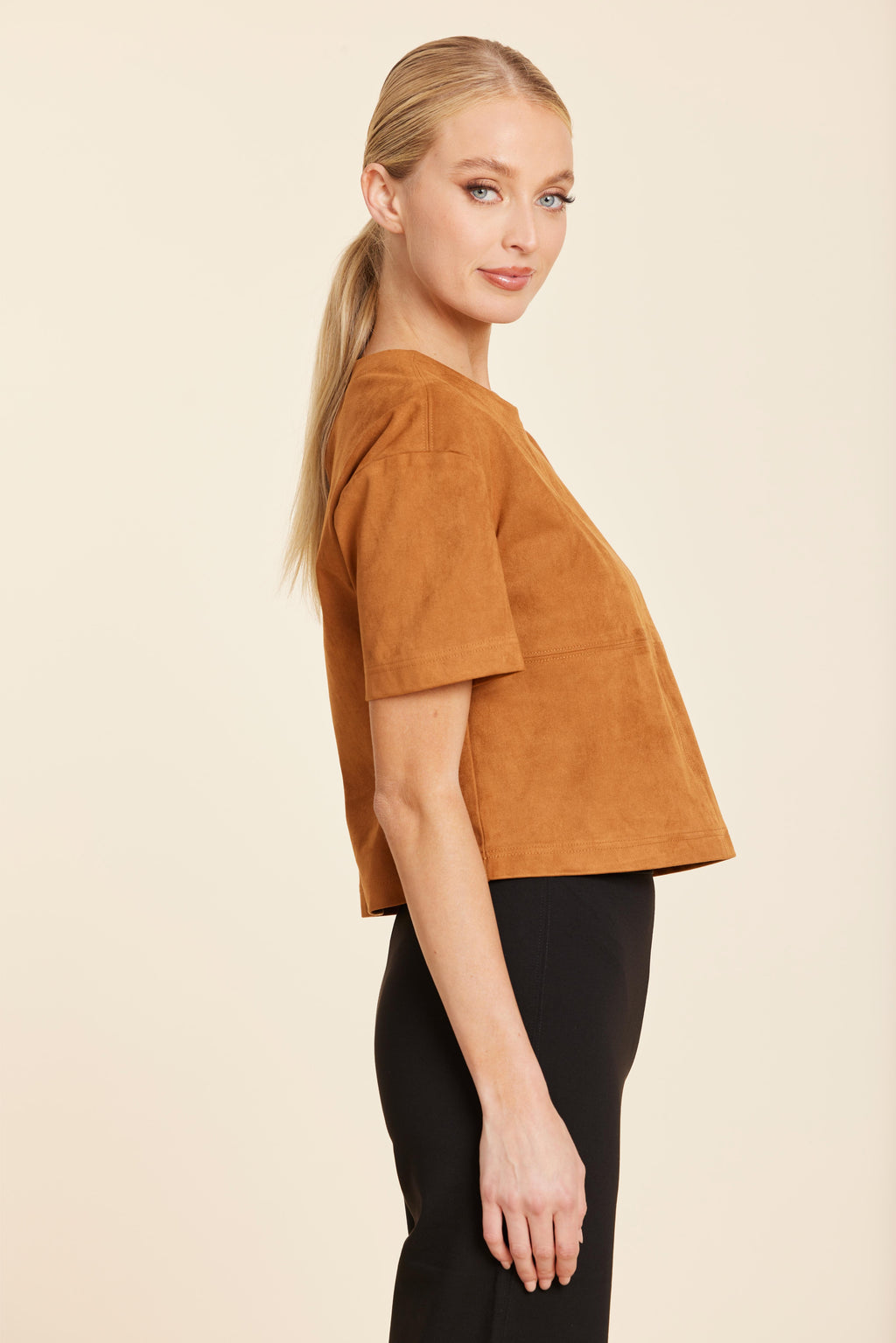 Faux Suede Cropped Tee