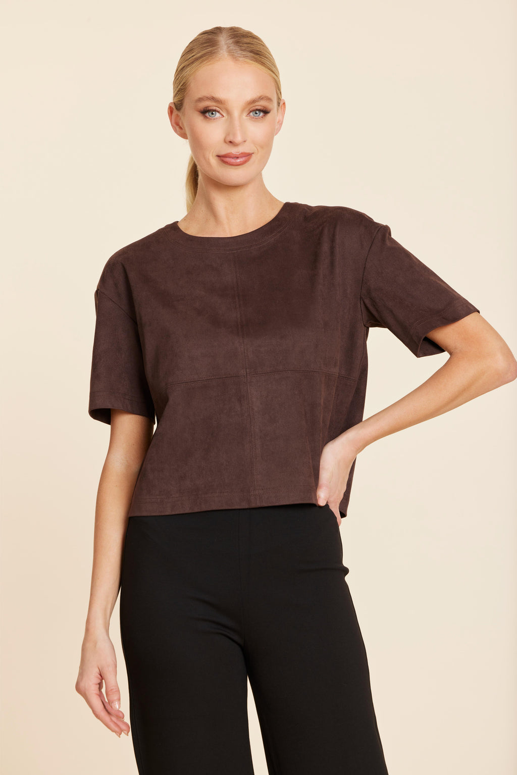 Faux Suede Cropped Tee