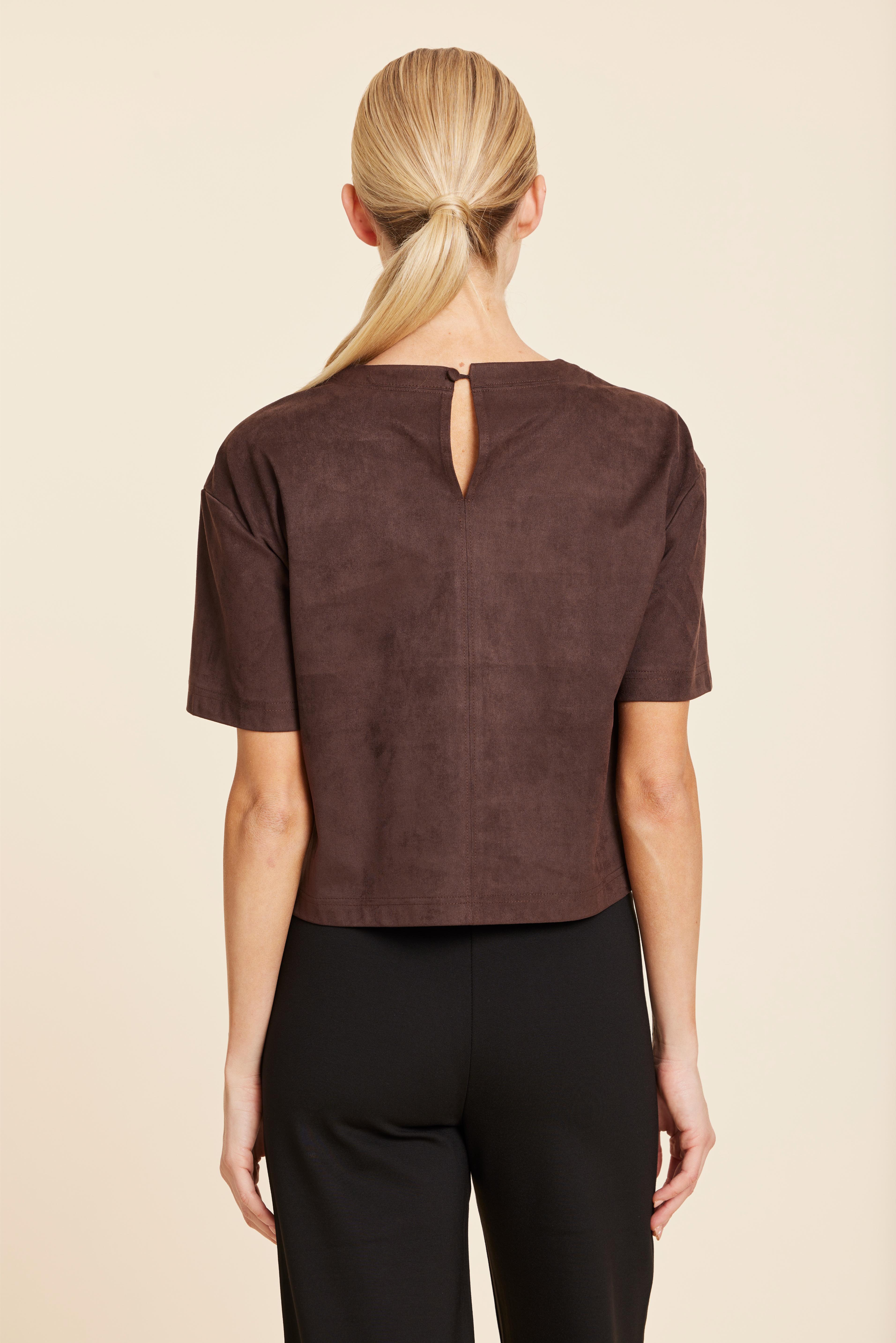 Faux Suede Cropped Tee