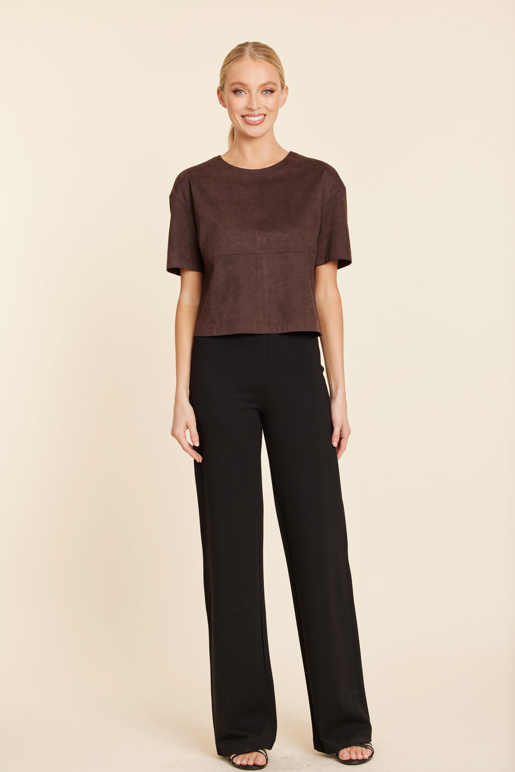 Faux Suede Cropped Tee