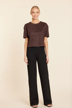 Faux Suede Cropped Tee