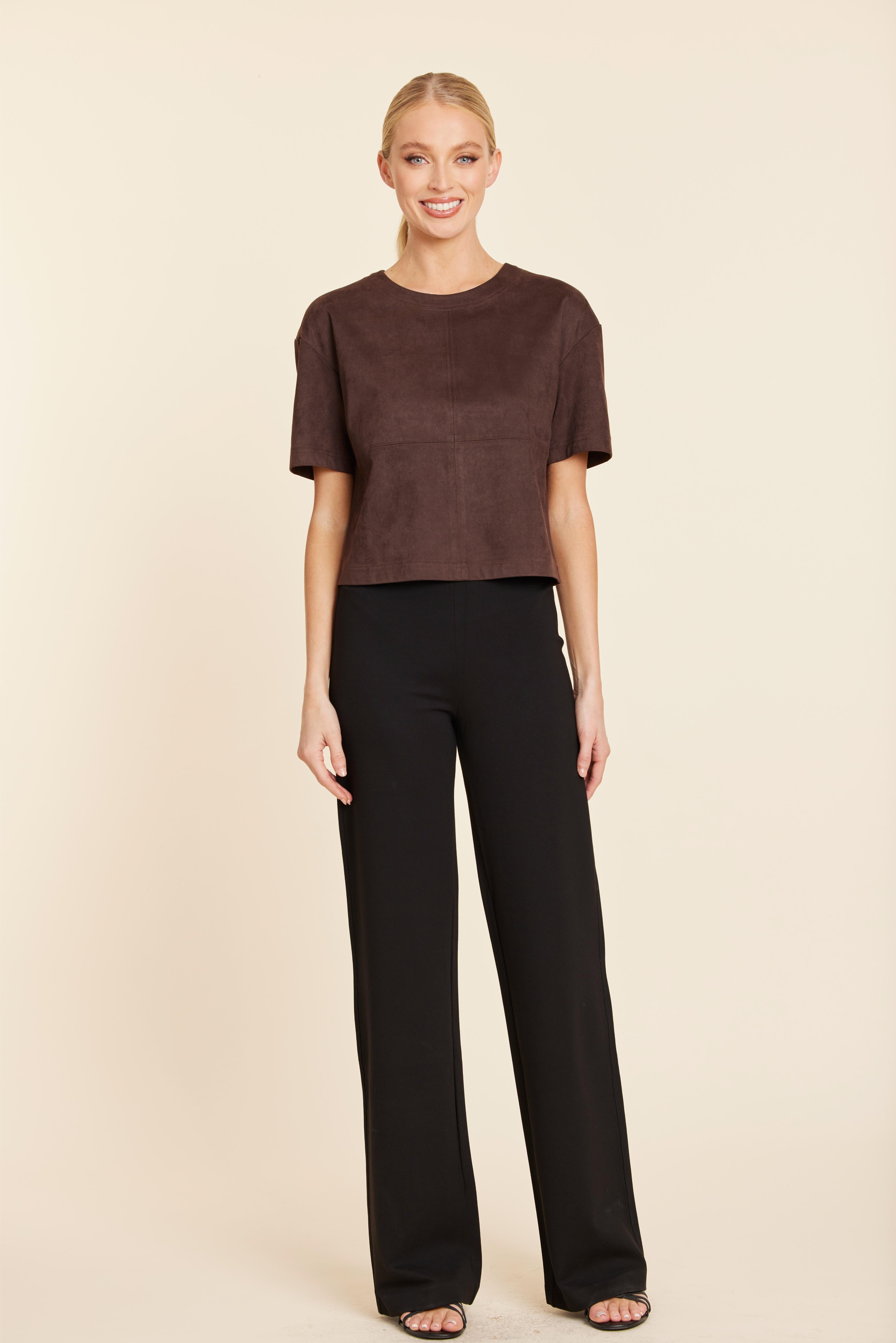 Faux Suede Cropped Tee