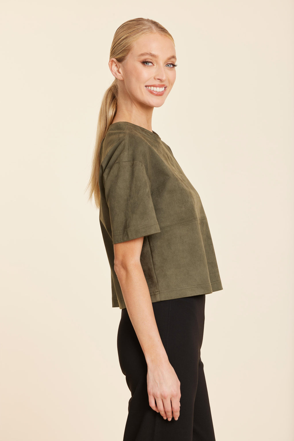 Faux Suede Cropped Tee