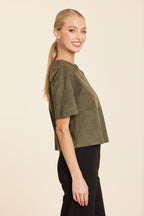 Faux Suede Cropped Tee