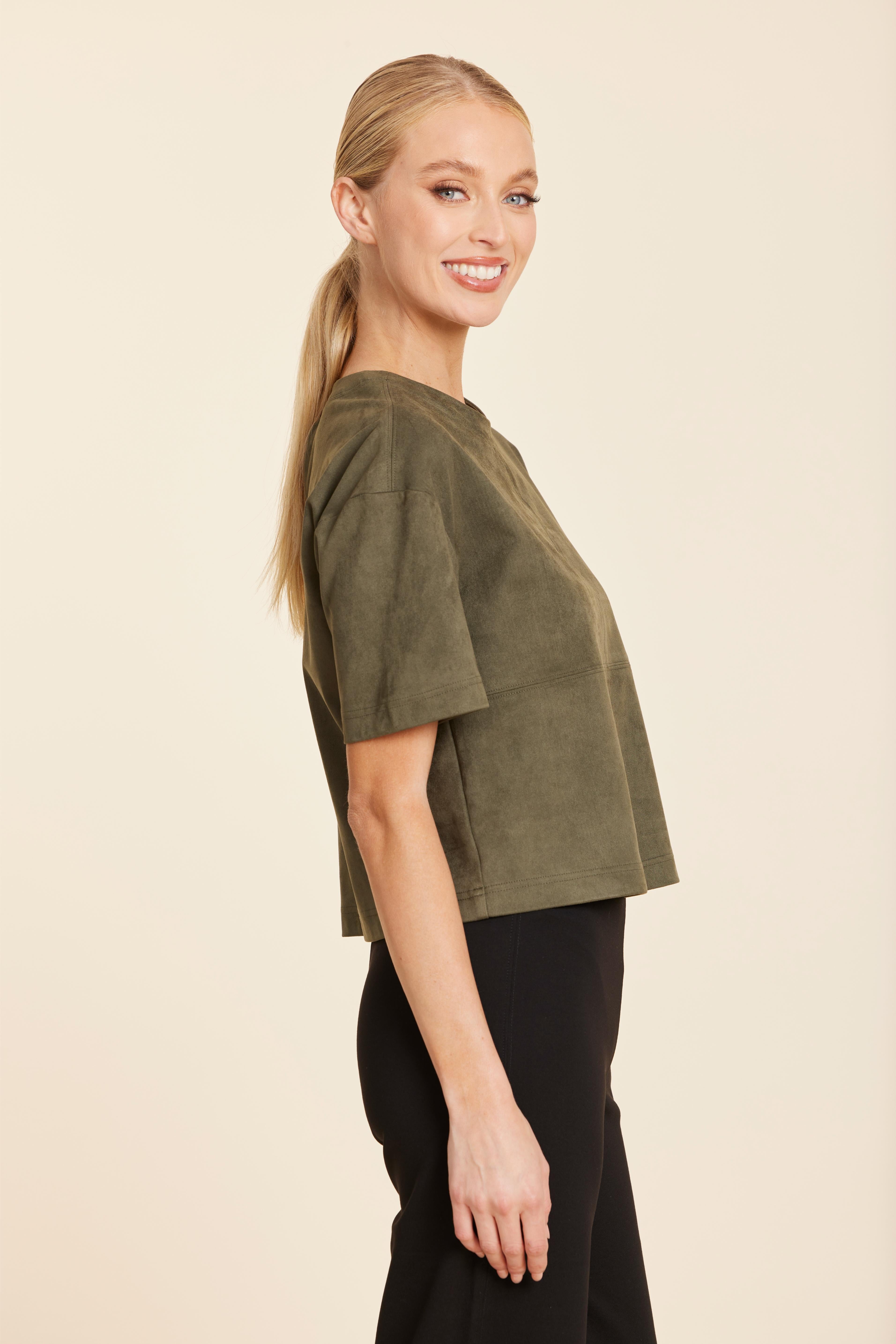 Faux Suede Cropped Tee