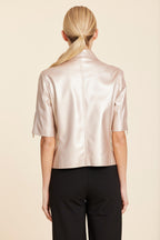 Faux Leather Zip Up Shirt Jacket