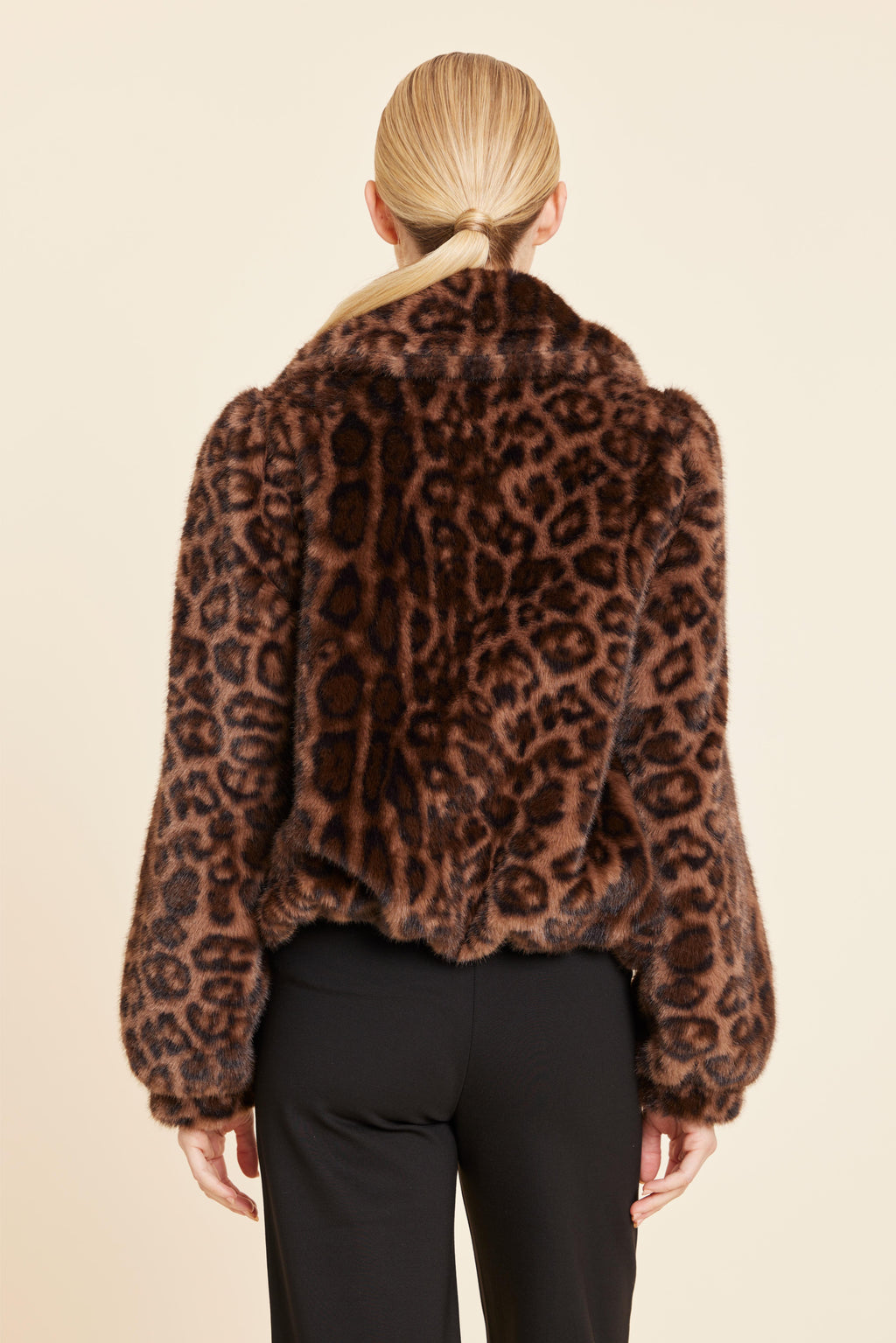 Leopard Faux Fur Zip Up Jacket