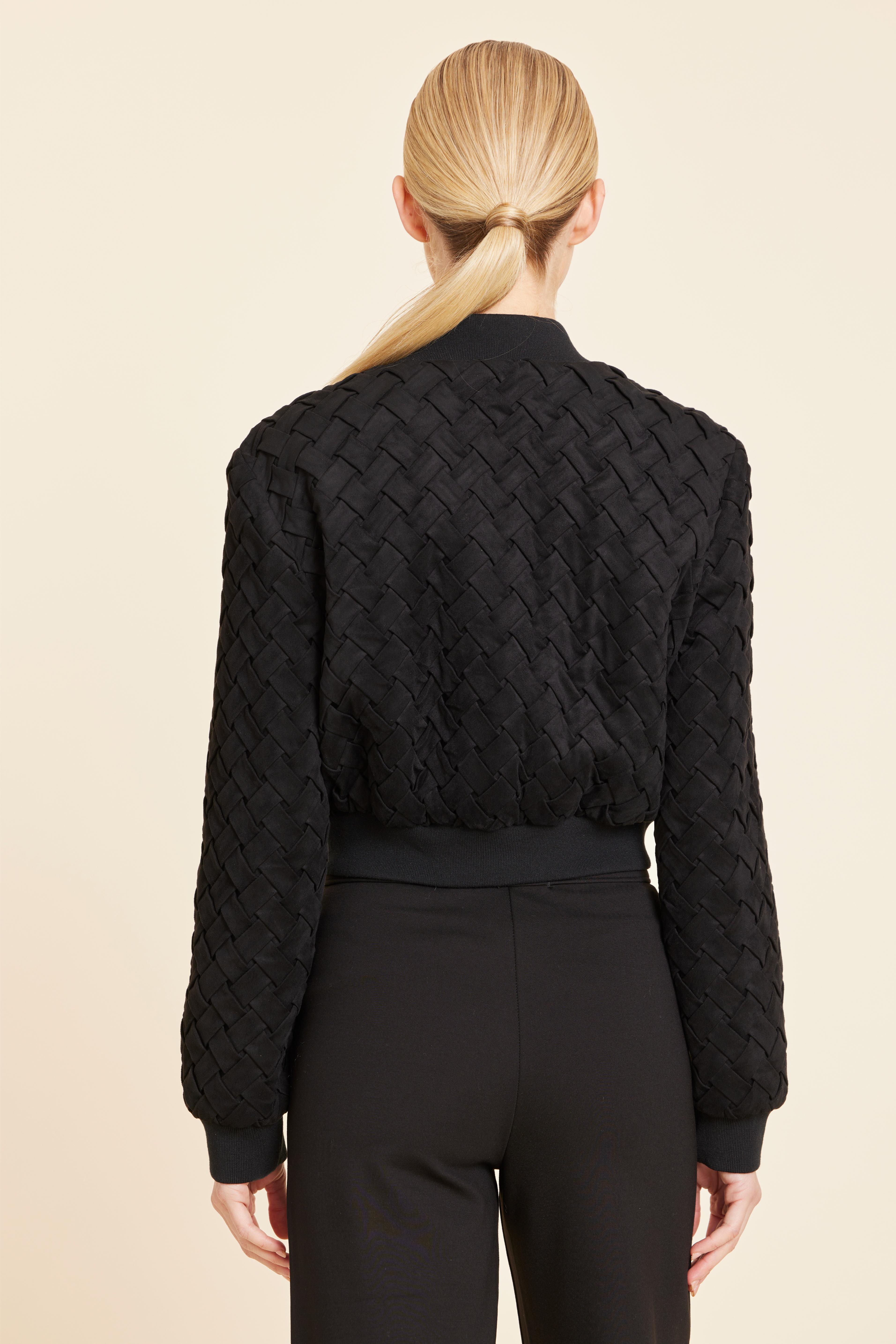 Faux Suede Braided Crop Jacket