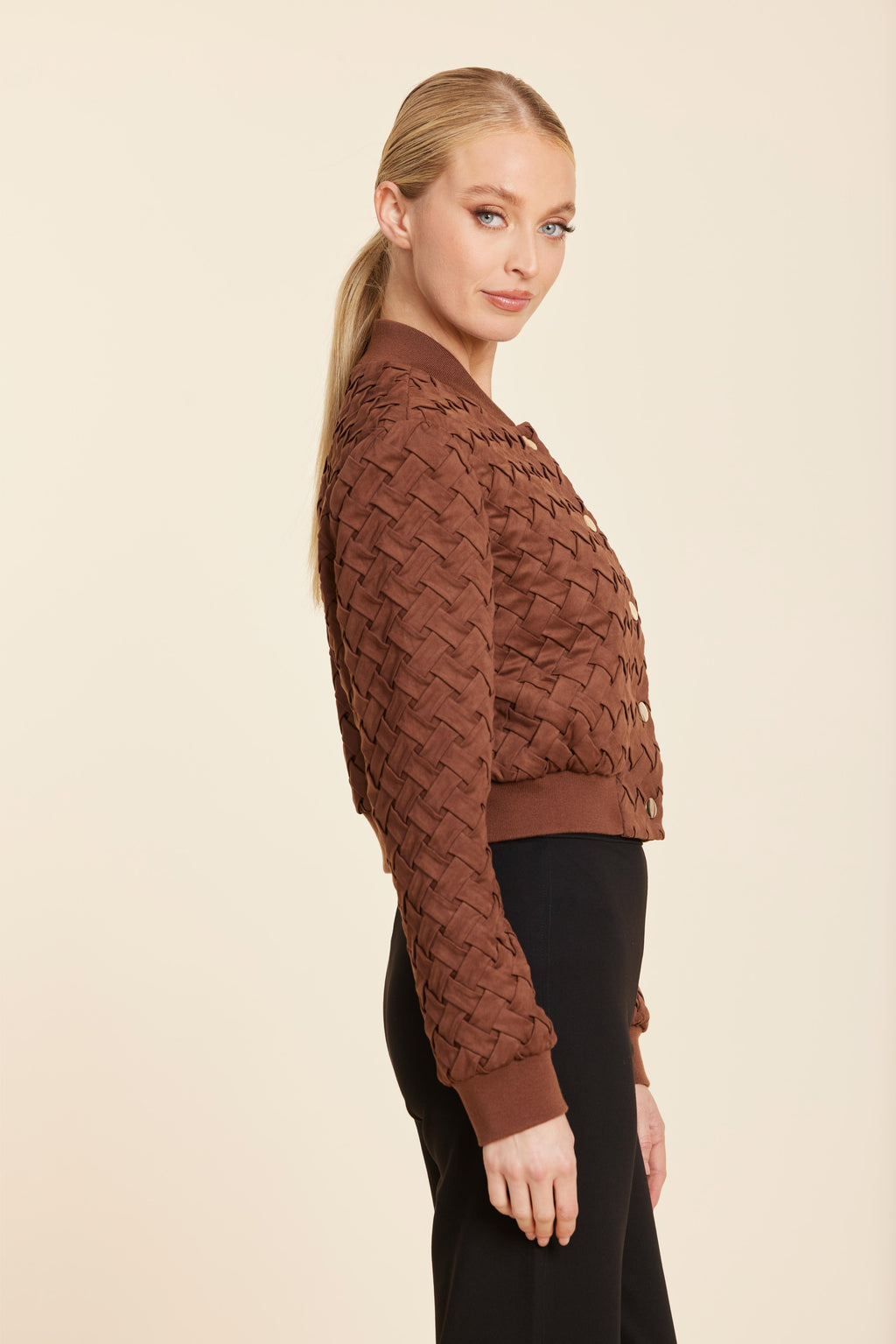 Faux Suede Braided Crop Jacket