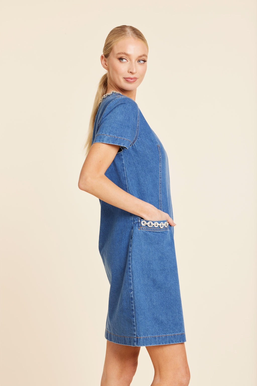 Denim Embellished Dress