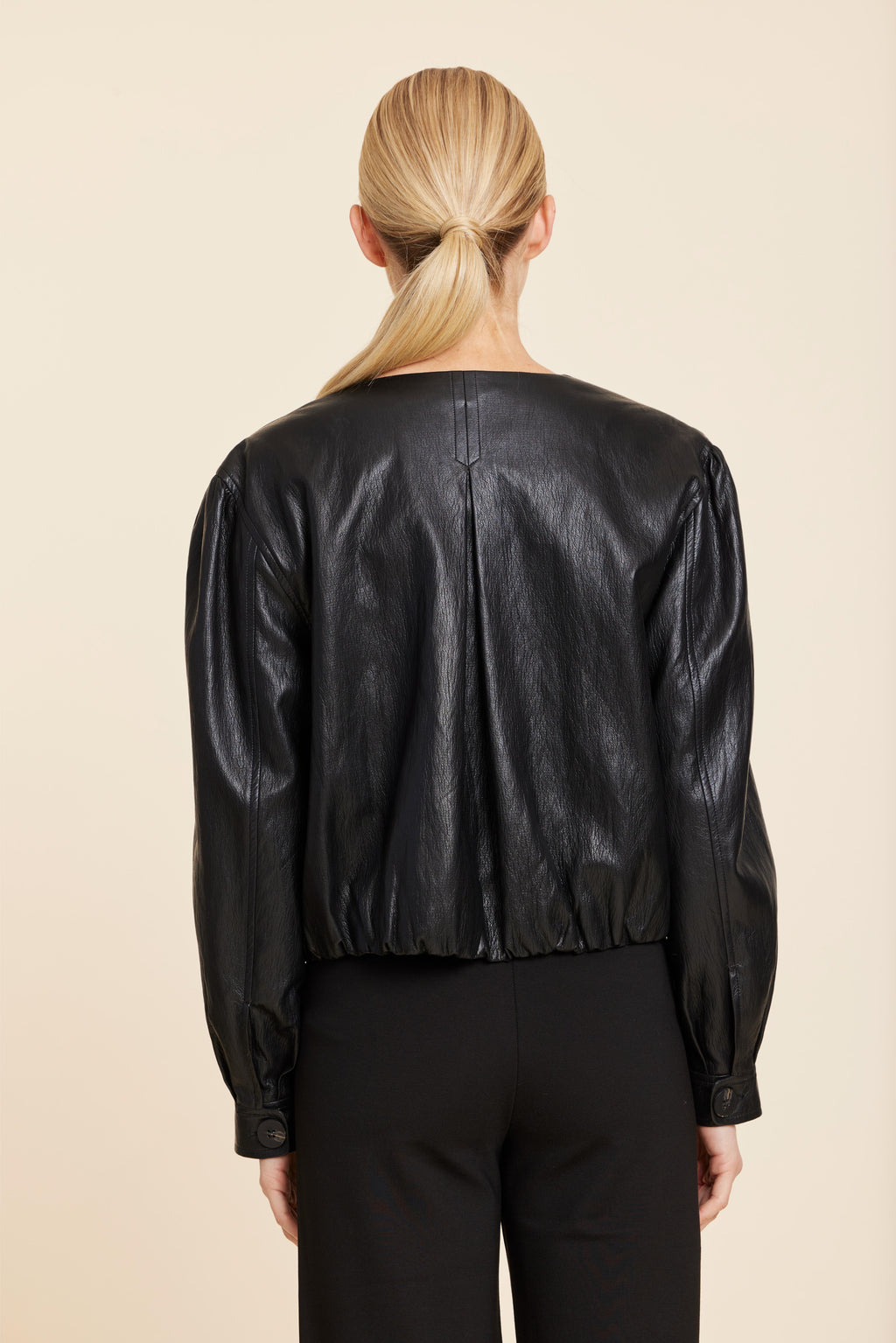 Faux Leather Inverted Back Pleat Jacket
