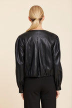 Faux Leather Inverted Back Pleat Jacket
