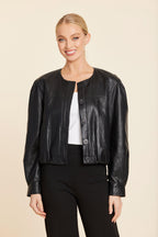 Faux Leather Inverted Back Pleat Jacket