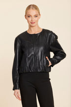 Faux Leather Inverted Back Pleat Jacket
