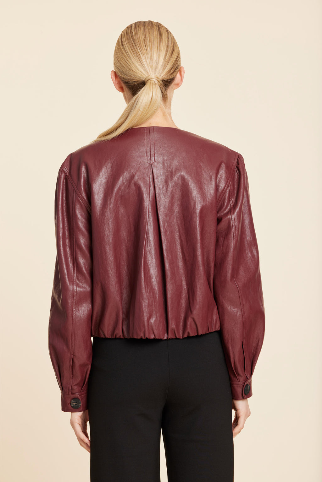 Faux Leather Inverted Back Pleat Jacket