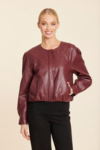 Faux Leather Inverted Back Pleat Jacket