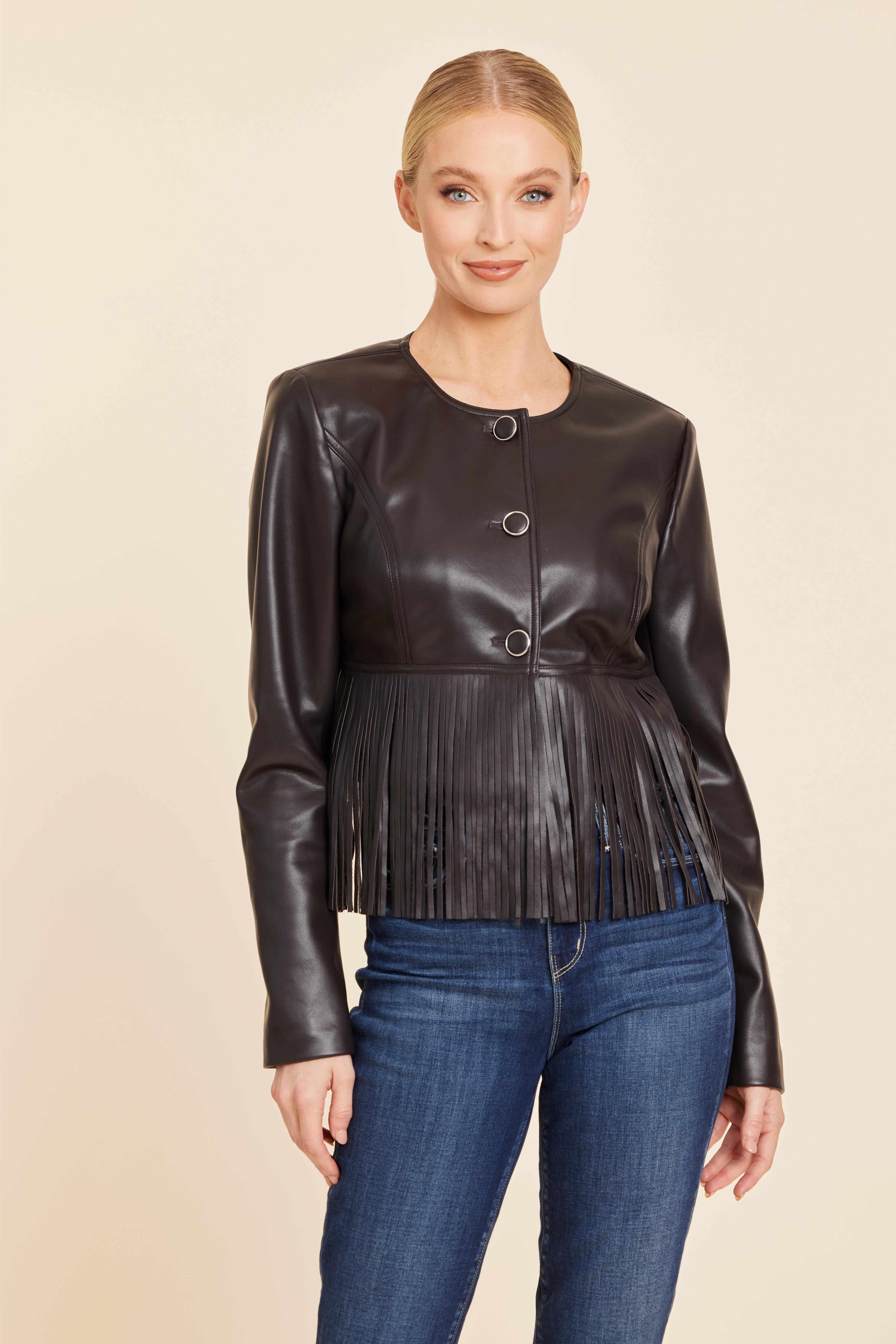 Faux Leather Fringe Jacket