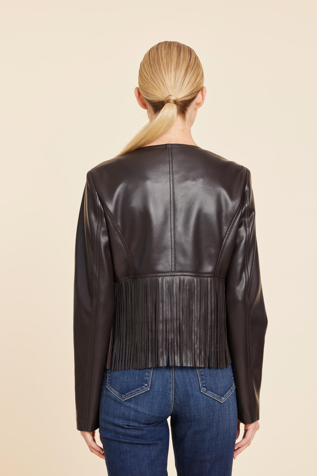 Faux Leather Fringe Jacket