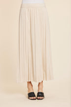 Faux Suede Long Pleated Skirt