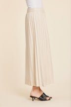 Faux Suede Long Pleated Skirt