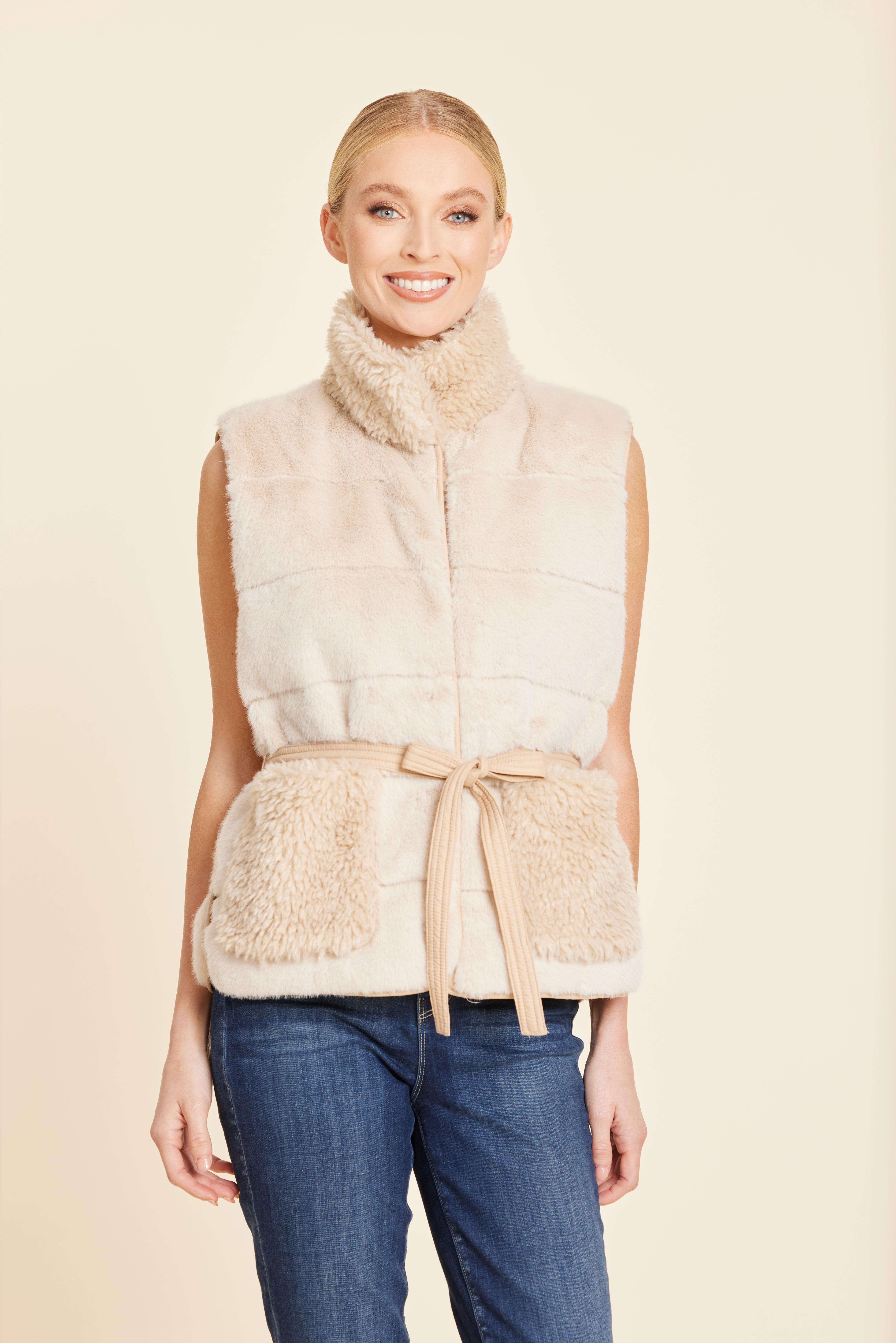 Faux Fur Shearling Trim Vest