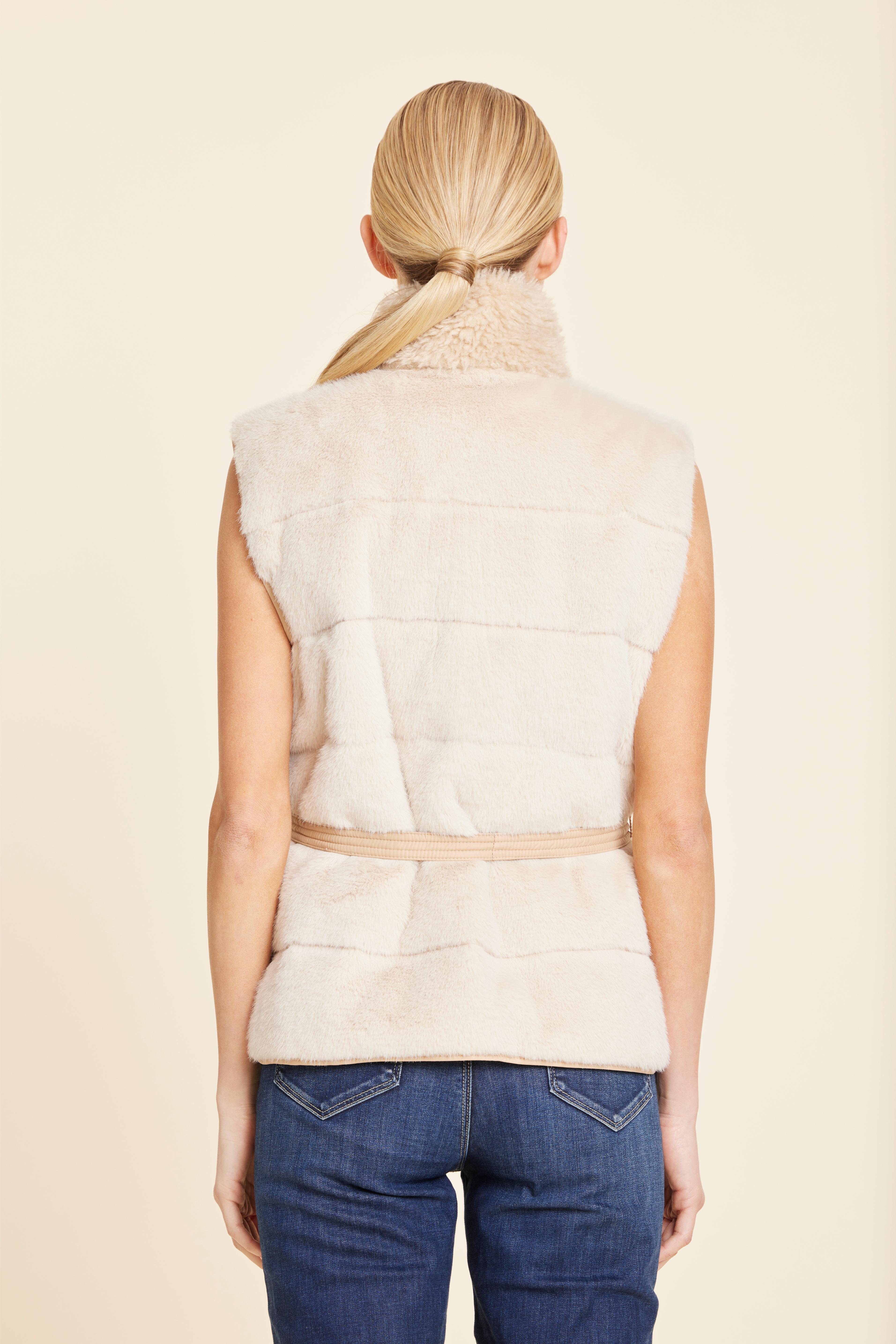 Faux Fur Shearling Trim Vest
