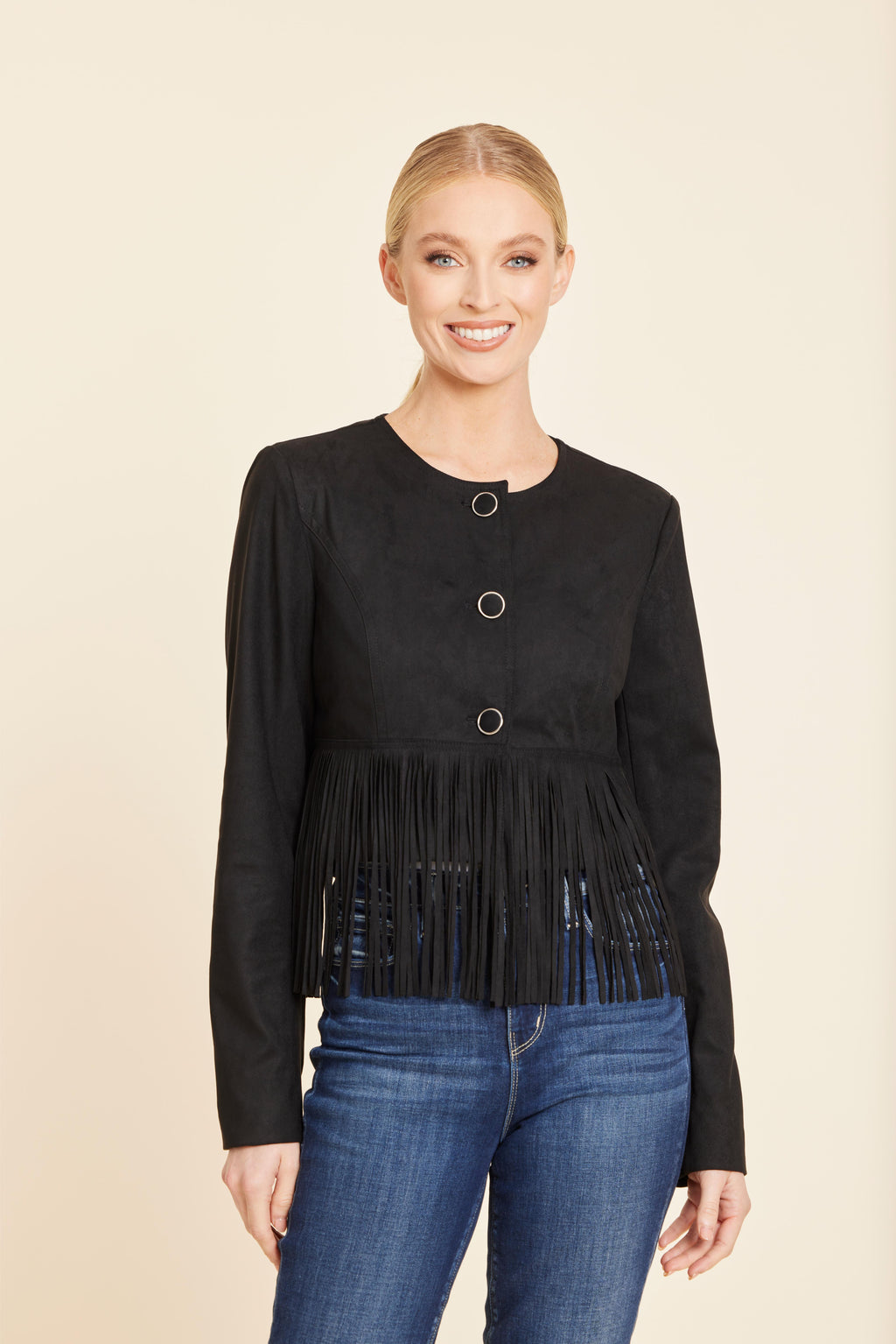 Faux Suede Fringe Jacket