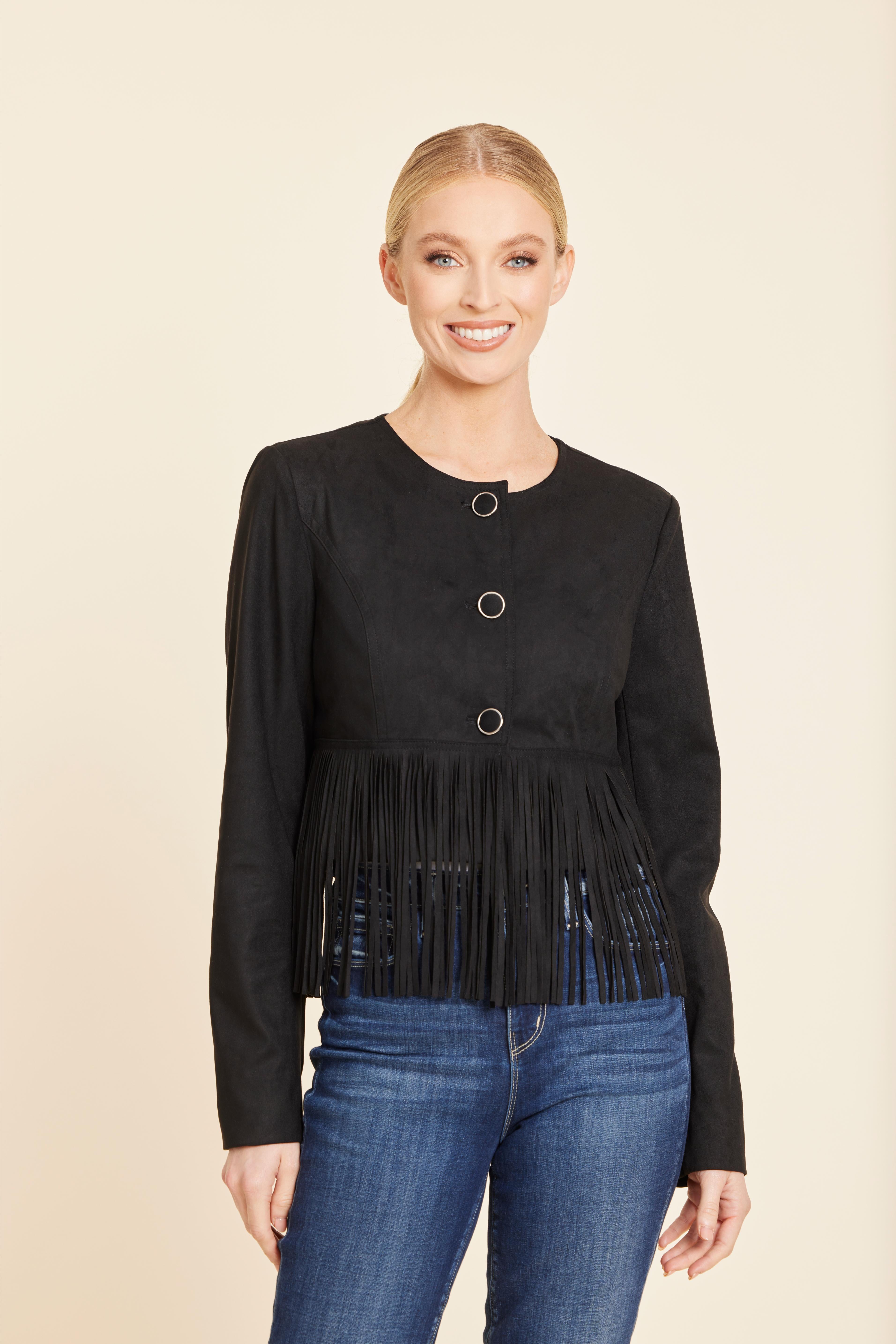Faux Suede Fringe Jacket