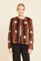 Faux Fur Star Embellished Jacket