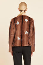 Faux Fur Star Embellished Jacket